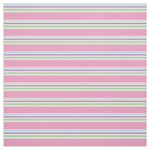 Cotton Candy Pink, Green, Aqua, Purple Stripes Fabric