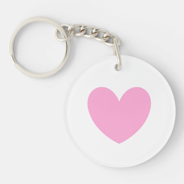 Cotton Candy Pink heart on white Key Ring (Front)