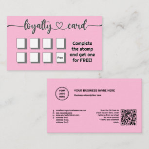 Cotton Candy Pink Minimalist Add Your Logo QR Code Loyalty Card