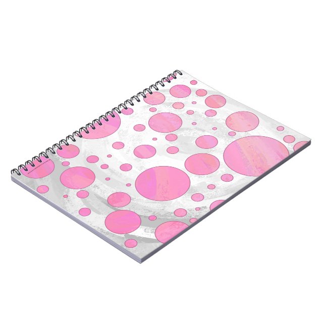 Cotton Candy Pink Polka Dot Notebook (Left Side)