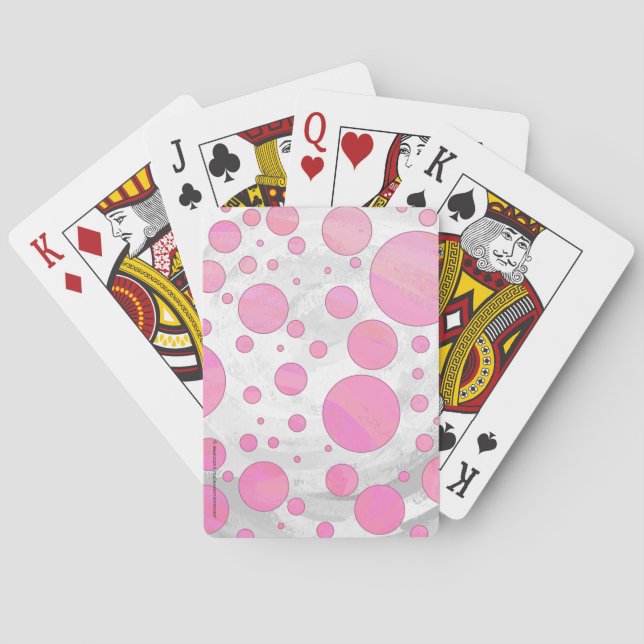 Cotton Candy Pink Polka Dot Playing Cards (Back)