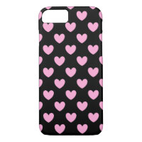 Cotton Candy Pink polka hearts on black