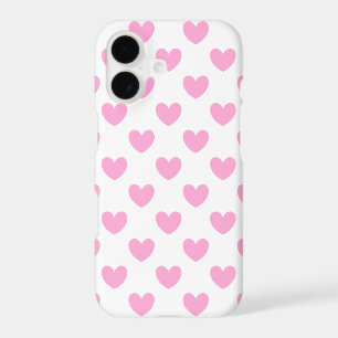 Cotton Candy Pink polka hearts on white