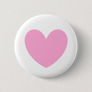 Cotton Candy Pink polka hearts on white 6 Cm Round Badge