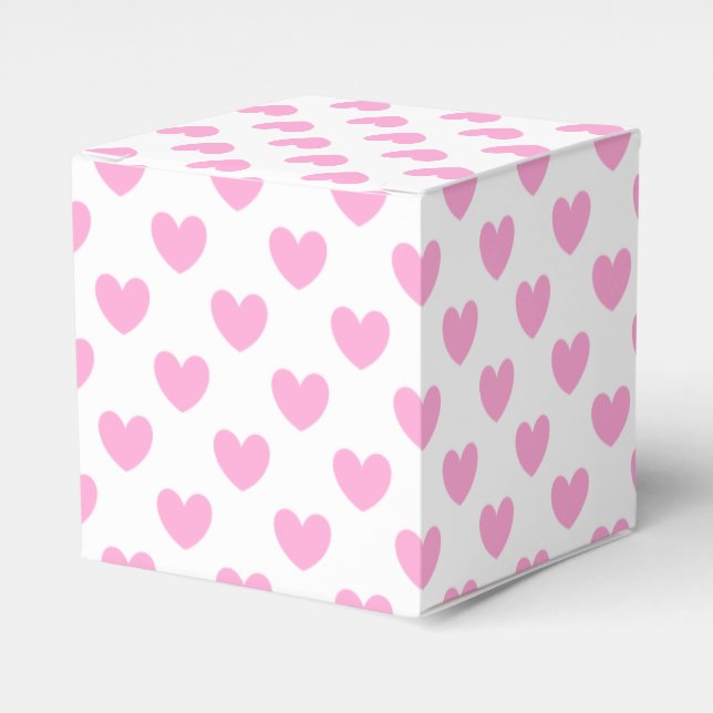 Cotton Candy Pink polka hearts on white Favour Box (Front Side)