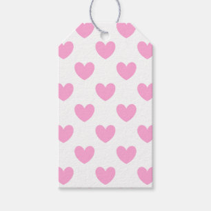 Cotton Candy Pink polka hearts on white Gift Tags