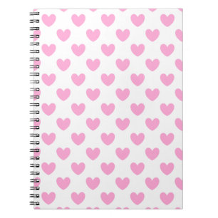 Cotton Candy Pink polka hearts on white Notebook