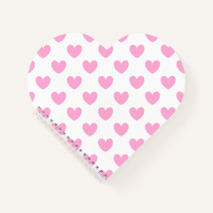 Cotton Candy Pink polka hearts on white Notebook