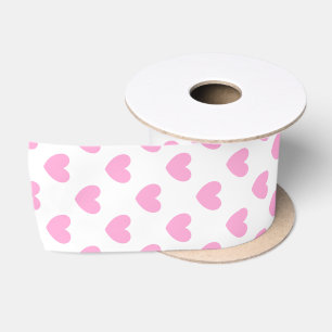 Cotton Candy Pink polka hearts on white Satin Ribbon