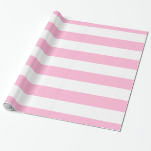 Cotton Candy Pink, White XL Stripes Pattern Wrapping Paper