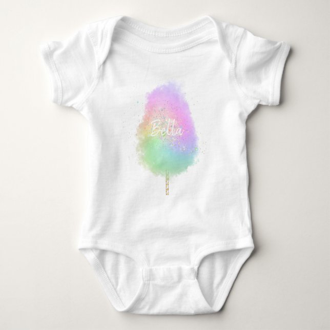 Cotton candy rainbow glitter cute  baby bodysuit (Front)