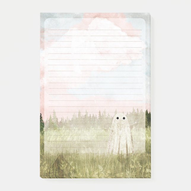 Cotton Candy Skies - Cute Ghost Lined Post-it Notes (Front)