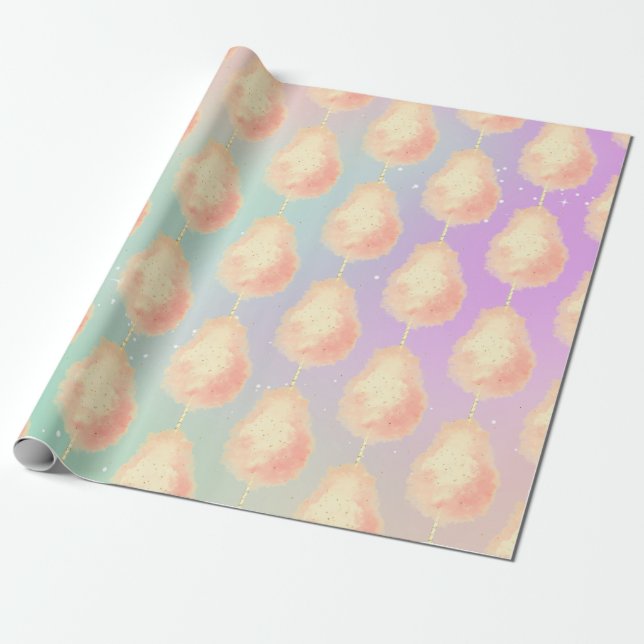 Cotton candy star dust peach teal purple pastel wrapping paper (Unrolled)