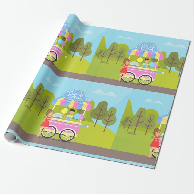 Cotton Candy Street Food Wrapping Paper (Unrolled)