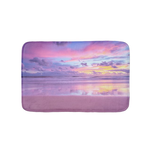 Cotton candy sunrise: beach view. bath mat (Front)