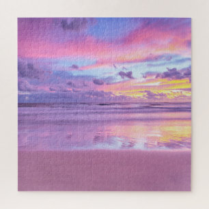 Cotton candy sunrise: beach view. jigsaw puzzle