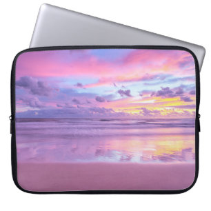 Cotton candy sunrise: beach view. laptop sleeve