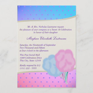 Cotton Candy Sweet Sixteen Birthday Invitation