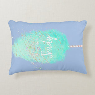 Cotton candy teal cute glitter purple watercolor  decorative cushion