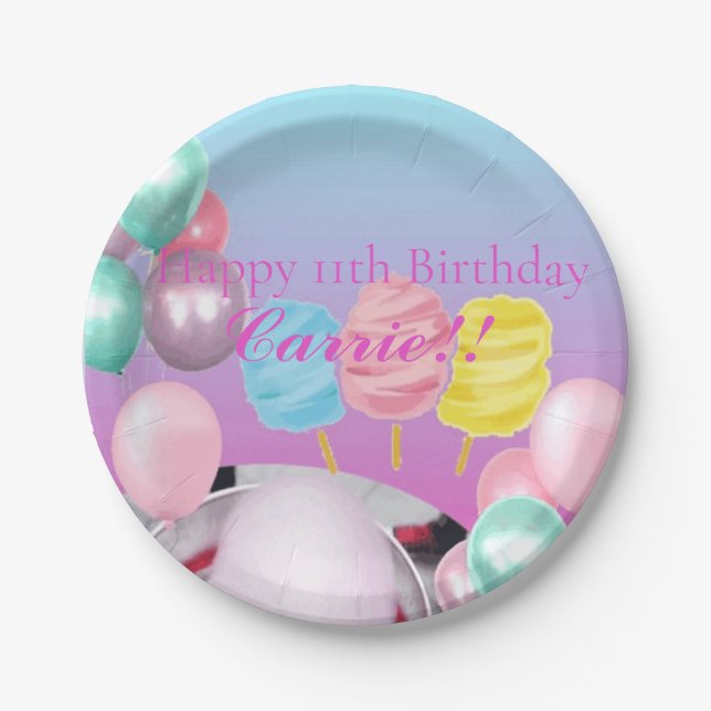 Cotton Candy Theme Paper Plate (Front)
