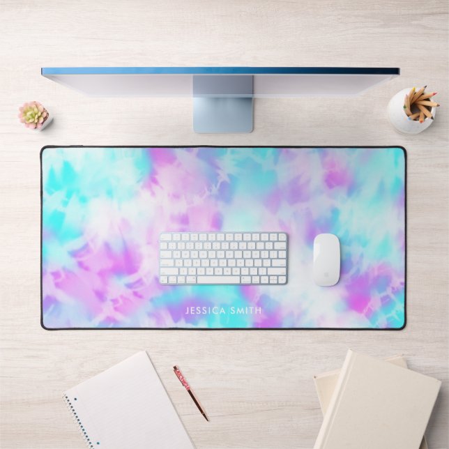 Cotton Candy Tie Dye Pattern Personalised Desk Mat (Office 1)