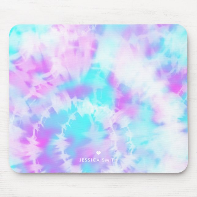 Cotton Candy Tie Dye Pattern Personalised Mouse Pad (Front)