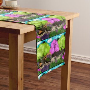 Cotton Candy Trees Abstract Art Medium Table Runner
