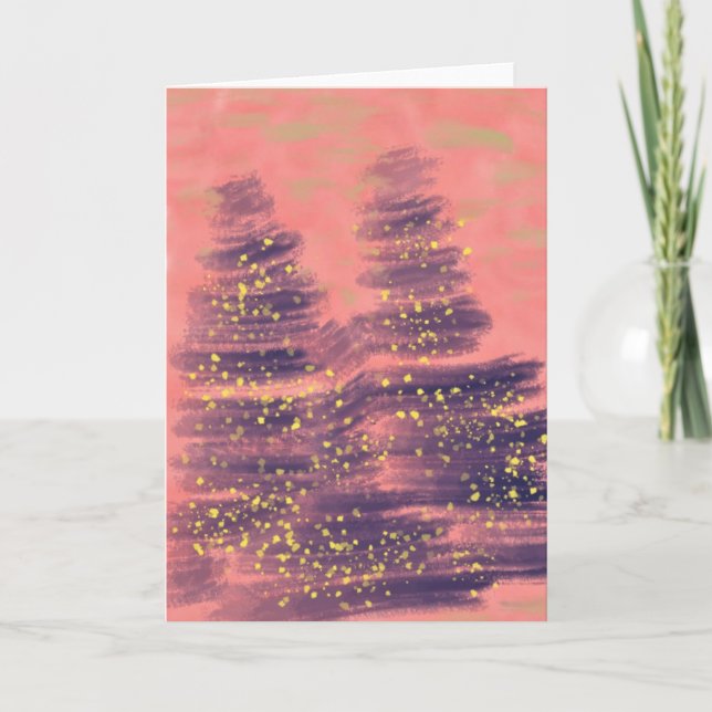 Cotton Candy Winterscape Holiday Art Card (Front)
