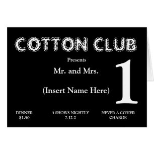 Cotton Club Table Card