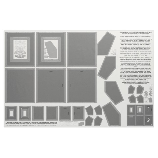 Cotton Fabric make 3 grey photo frames sew pattern (Yard)
