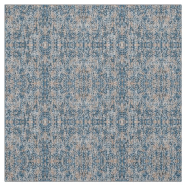 Cotton Fabric - Pattern on Peach & Blue- Crafts (Swatch)