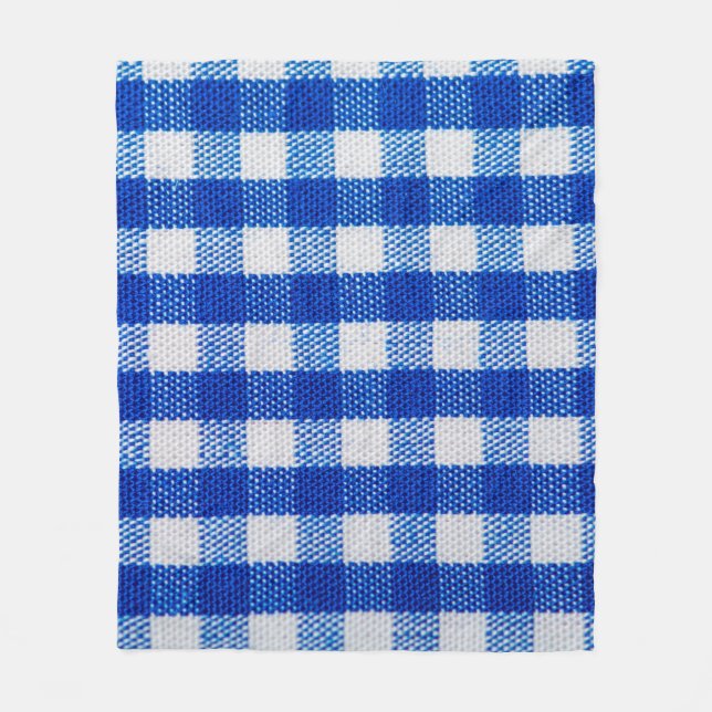 cotton fabric texture blue chequered fleece blanket (Front)