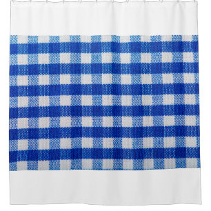 cotton fabric texture blue chequered shower curtain