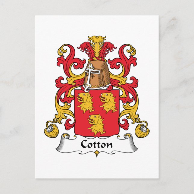 Cotton Family Crest Postcard (Front)