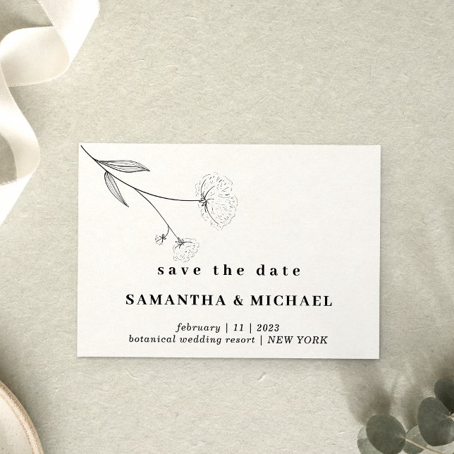 Cotton Flower Boho Clear Indie Save the date Invitation (Creator Uploaded)