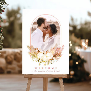 Cotton Flower Bouquet Photo Fall Wedding Welcome Poster
