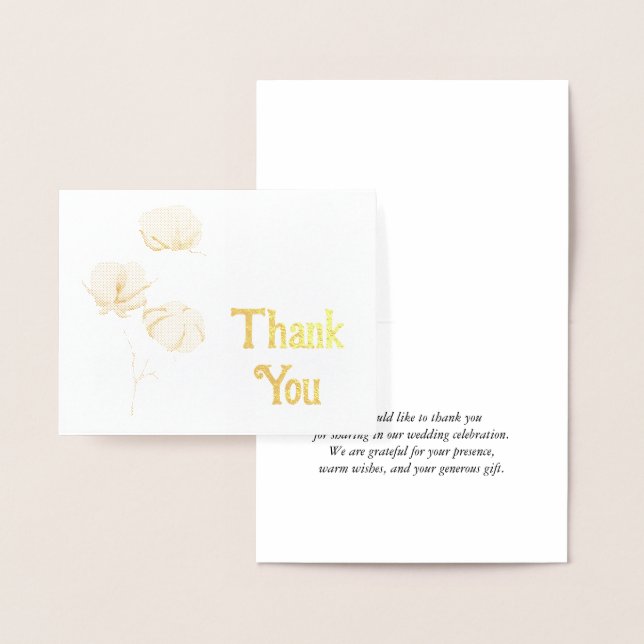 Cotton Flower Thank You  Foil Card (Display)