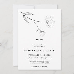 Cotton Flower White Clear Botanical we do Invitation