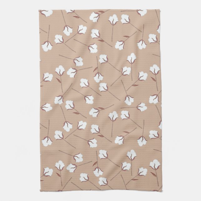 Cotton Flowers Custom Pattern Tea Towel (Vertical)