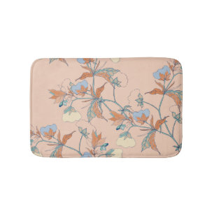 Cotton flowers: graceful peach ornament bath mat