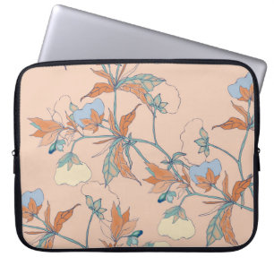 Cotton flowers: graceful peach ornament laptop sleeve