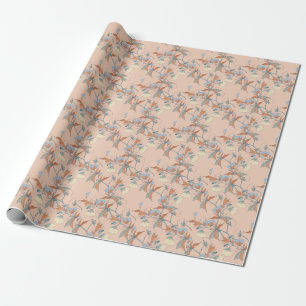 Cotton flowers: graceful peach ornament wrapping paper