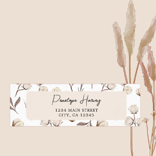Cotton Greenery Watercolor Modern Pink Return  Address Label