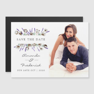 Cotton Lavender Country Wedding Save the Date Magnetic Invitation