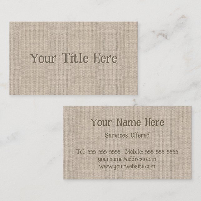 Cotton Linen Simple Modern Business Card (Front/Back)