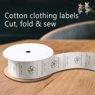 Cotton logo black on cream clothing label satin ribbon