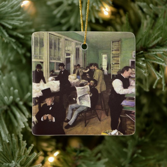 Cotton Market in New Orleans by Edgar Degas Ceramic Ornament (Tree)