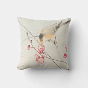 COTTON PILLOW PERSONALIZED INITIAL JAPANESE BIRD