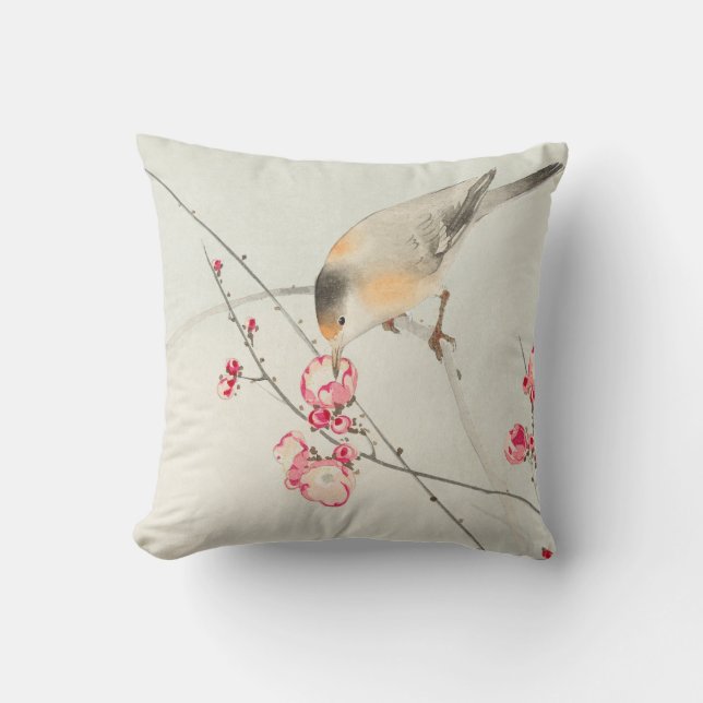 COTTON PILLOW  PERSONALIZED INITIAL JAPANESE BIRD (Front)