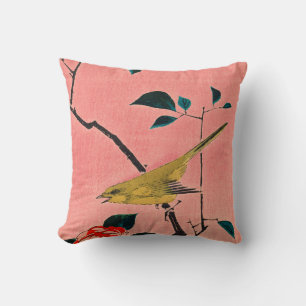 COTTON PILLOW PERSONALIZED INITIAL JAPANESE BIRD